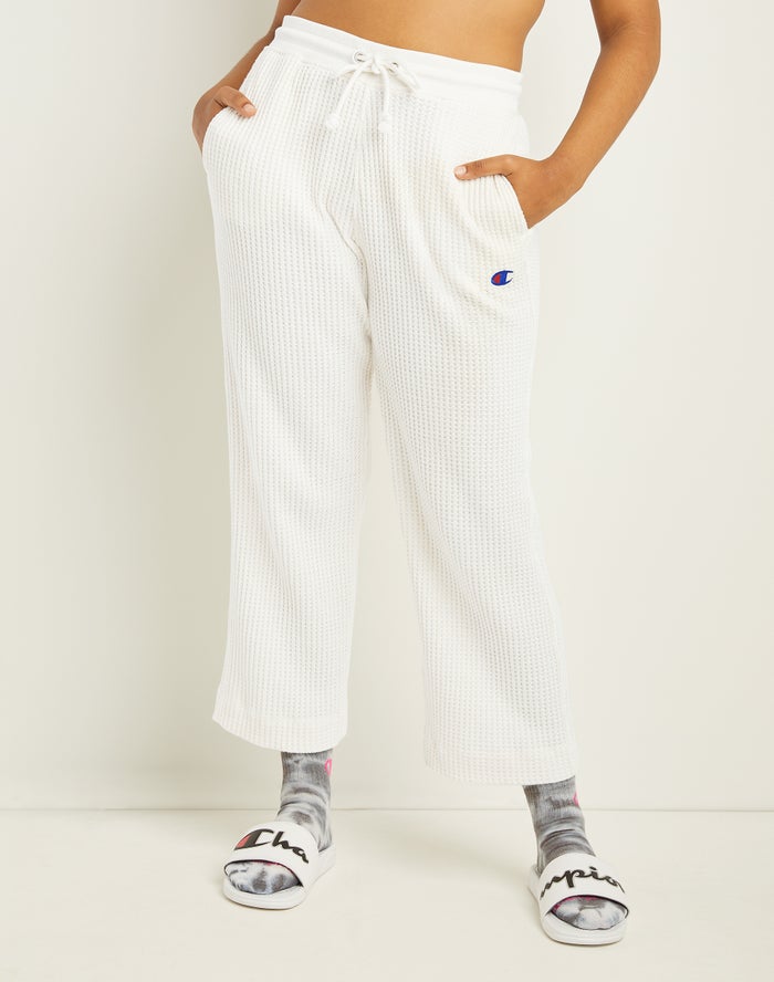 Champion Waffle Knit Wide-Leg Broek Dames - Wit - Belgie 3146DIBVO